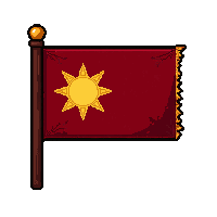 swallowtail flag  with gold sun symbol