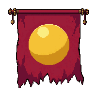 tattered war flag  with gold sun symbol