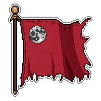 tattered war flag  with silver moon