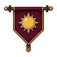triangular pennant  with gold sun symbol