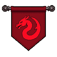 triangular pennant  with red dragon emblem