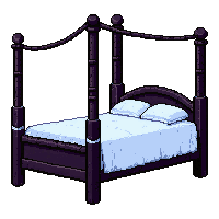 four poster bed  frost covered