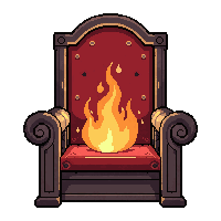 throne with high back  burning with fire