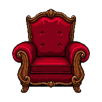 throne with high back  covered in red velvet