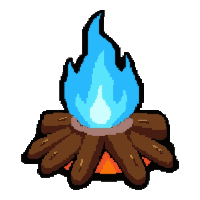 campfire  with blue magical flame