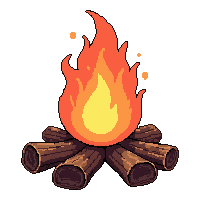 campfire  with bright orange flame