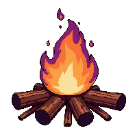 campfire  with purple shadow flame
