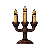 candelabra with three candles  ancient and weathered