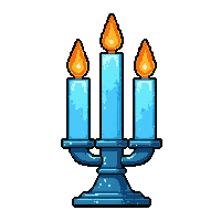 candelabra with three candles  frost frozen blue