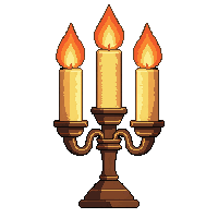 candelabra with three candles  newly forged shiny