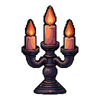 candelabra with three candles  with bright orange flame