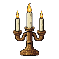 candelabra with three candles  with white holy flame