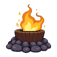 fire pit brazier  snuffed with smoke wisps