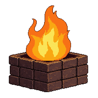 fire pit brazier  with bright orange flame