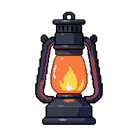 iron lantern  with bright orange flame