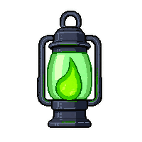 iron lantern  with green poison flame