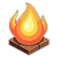 magical floating orb  with bright orange flame
