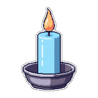 single candle in holder  frost frozen blue