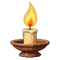single candle in holder  newly forged shiny