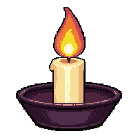 Single Candle In Holder  With Bright Orange Flame — free pixel art sprite from the Marketplace Lamps Lights collection, transparent PNG