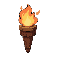 Wooden Torch  With Bright Orange Flame — free pixel art sprite from the Marketplace Lamps Lights collection, transparent PNG