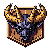 demon horn pair  mounted on wooden plaque