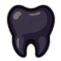 giant tooth  black charred