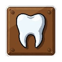 giant tooth  mounted on wooden plaque