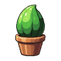 magical glowing herb  potted in clay pot