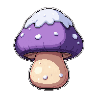 purple mushroom  frost covered