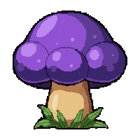 purple mushroom  with butterfly