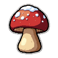 red mushroom  frost covered