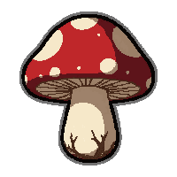 red mushroom  wilted and sad