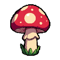 red mushroom  with butterfly