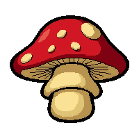 red mushroom  with golden glow