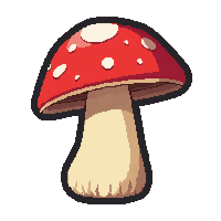 red mushroom  with morning dew drops