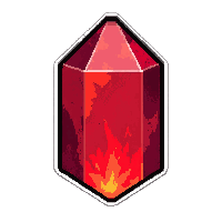 rune crystal  glowing red fire rune