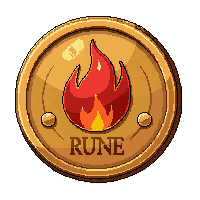 rune engraved coin  glowing red fire rune