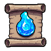 scroll with rune  glowing blue ice rune
