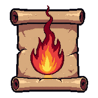 scroll with rune  glowing red fire rune