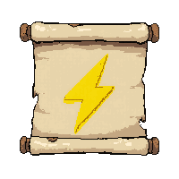scroll with rune  glowing yellow lightning rune