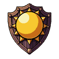 buckler small shield with golden sun emblem