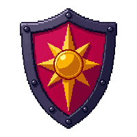 Kite Shaped Knight Shield  With Golden Sun Emblem — free pixel art sprite from the Marketplace Shields collection, transparent PNG