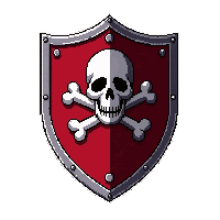 Kite Shaped Knight Shield  With Skull And Crossbones — free pixel art sprite from the Marketplace Shields collection, transparent PNG