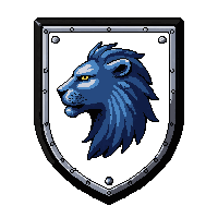 scutum rectangular shield with blue lion emblem