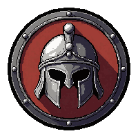 spartan circular hoplon with silver moon emblem