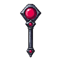 battlemage iron staff topped with red ruby gem