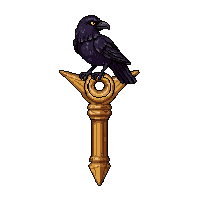 celestial gold staff topped with raven