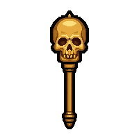 celestial gold staff topped with skull