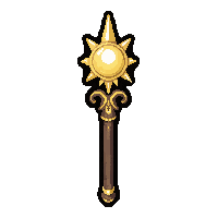 celestial gold staff topped with sun symbol